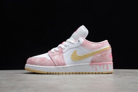 Women's | Air Jordan 1 Low GS Paint Drip Arctic Punch Pale Vanilla-White Basketball Shoes