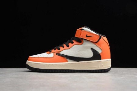 Women's | Nike Air Force 1 Mid 07 x Travis Scott Orange White Black 804609-158 Running Shoes