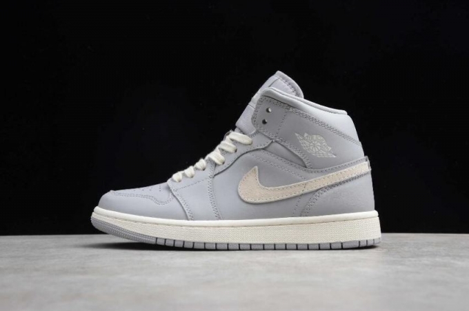 Women's | Air Jordan 1 Mid Atmosphere Grey Pale Ivory Basketball Shoes