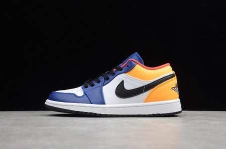 Men's | Air Jordan 1 Low White Track Red Blue Orange Basketball Shoes