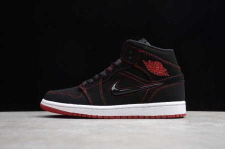 Women's | Air Jordan 1 Mid Fearless Black Gym Red White Basketball Shoes