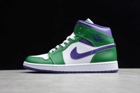 Women's | Air Jordan 1 Mid Aloe Verde Court Purple White Basketball Shoes