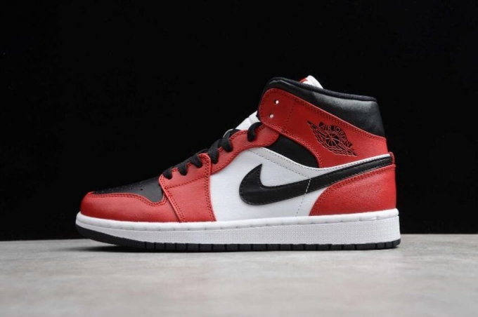 Women's | Air Jordan 1 Mid Chicago Black Toe Black Gym Red-White Basketball Shoes