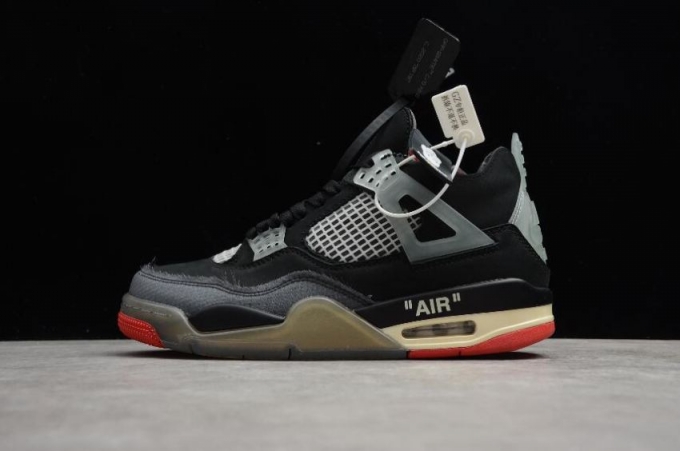 Women's | Air Jordan 4 Retro OW SP Sail Black Grey Red Basketball Shoes