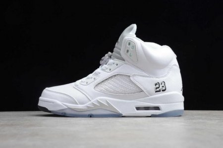 Women's | Air Jordan 5 Retro SNGL DY White Silver Basketball Shoes