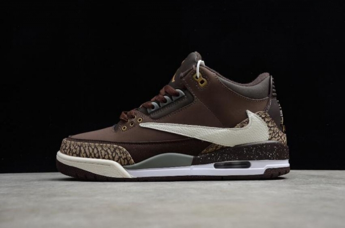 Women's | Air Jordan 3 Retro Tinker NRG Gold Beige Dark Brown Basketball Shoes