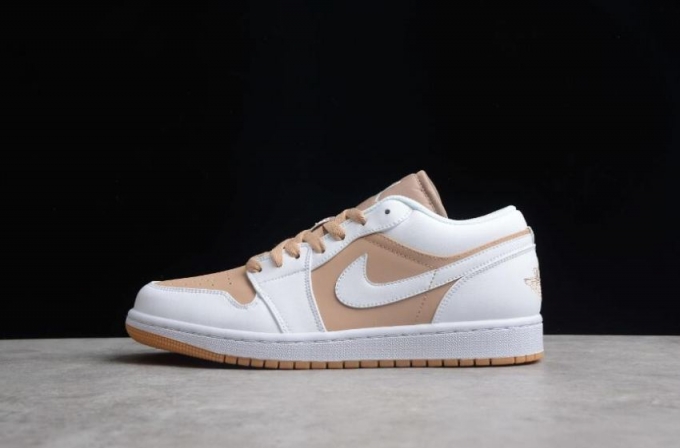 Women's | Air Jordan 1 Low White White Hemp Gum Yellow Basketball Shoes