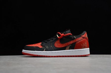 Men's | Air Jordan 1 Low OG Chinese New Year Black University Red-Metallic Gold-White Basketball Shoes