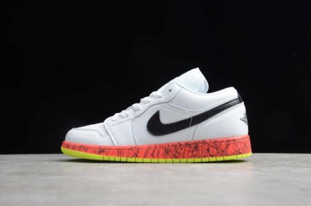 Men's | Air Jordan 1 Low Grades GS White Black Laser Crimson Volt Basketball Shoes