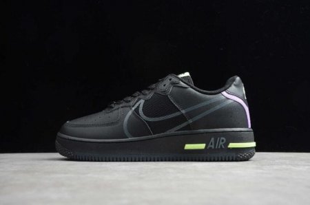 Men's | Nike Air Force 1 React Black Anthracite Violet Star CD4366-001 Running Shoes