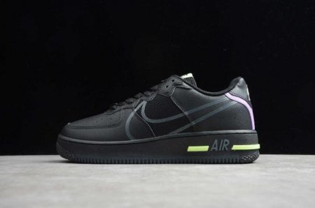 Women's | Nike Air Force 1 React Black Anthracite Violet Star CD4366-001 Running Shoes