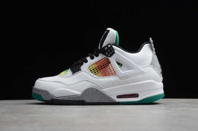 Women's | Air Jordan 4 Retro Rasta White Black University Red Lucid Green Basketball Shoes