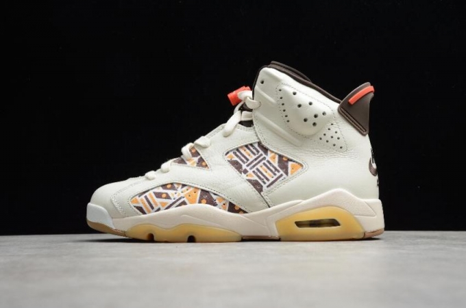 Women's | Air Jordan 6 Retro Quai 54 Sail Baroque Brown Team Orange Basketball Shoes