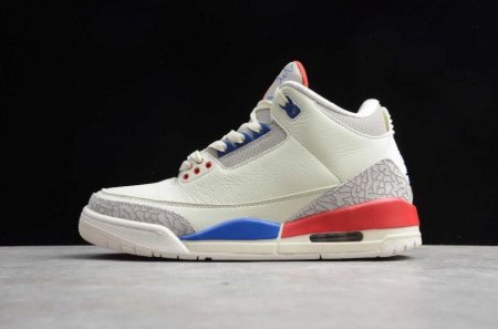 Men's | Air Jordan 3 Retro Milky White Grey Blue Red Basketball Shoes