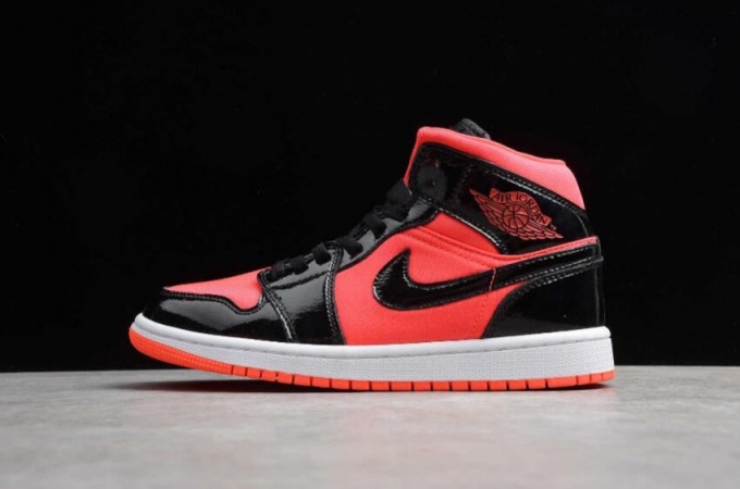 Men's | Air Jordan 1 Mid Bright Crimson Black Basketball Shoes