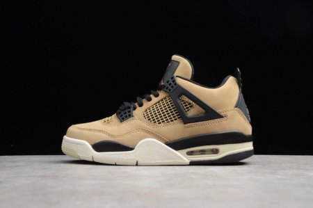 Women's | Air Jordan 4 Retro Mushroom Brown Gold Black Basketball Shoes