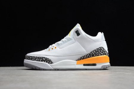 Women's | Air Jordan 3 Retro Laser Orange White Black Lightning Basketball Shoes