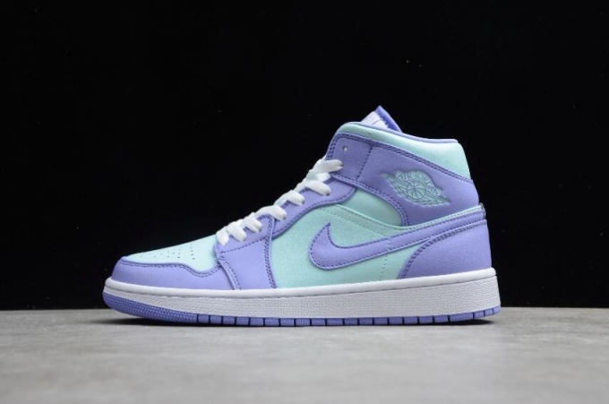 Women's | Air Jordan 1 Mid Blue Purple Basketball Shoes