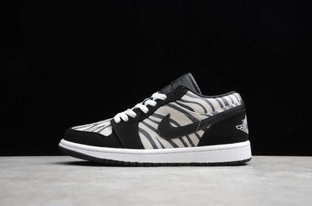 Men's | Air Jordan 1 Low Black Zebra Black White Basketball Shoes