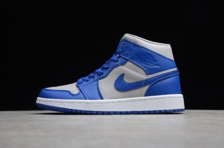 Women's | Air Jordan 1 Mid Grey Blue Shoes Basketball Shoes