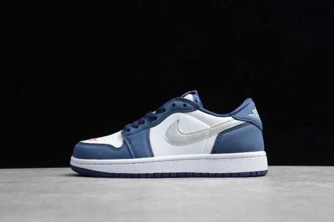 Men's | Nike SB x Air Jordan 1 Low Midnight Navy White-Ember Glow-Metallic Silver Basketball Shoes