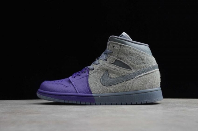 Women's | Air Jordan 1 Mid SE Cool Grey Purple Basketball Shoes