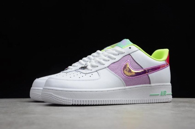 Women's | Nike Air Force 1 07 White Easter MultiColor Lemon Venom CW5592-100 Running Shoes