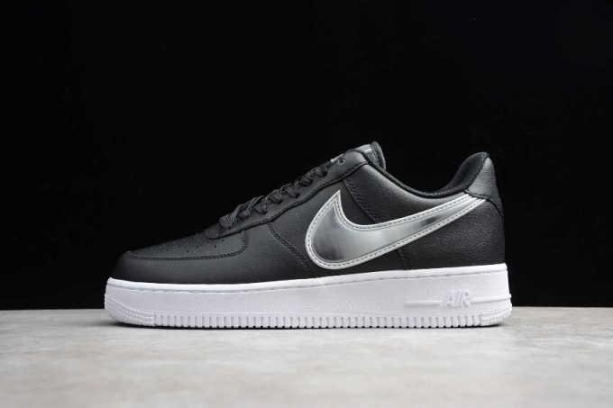 Women's | Nike Air Force 1 07 Black Metallic Silver White AO2441-003 Running Shoes