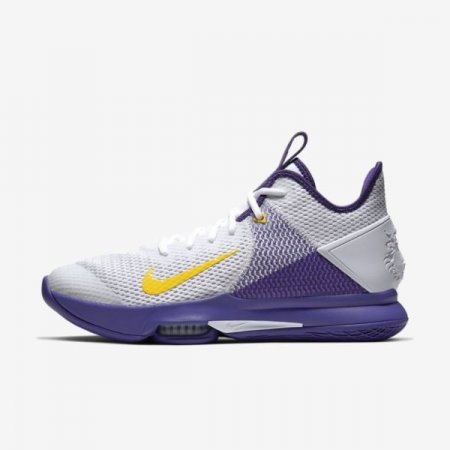 Nike Shoes LeBron Witness 4 | White / Voltage Purple / Pure Platinum / Metallic Gold