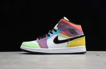 Women's | Air Jordan 1 Mid SE White Black Lightbulb Team Orange Basketball Shoes