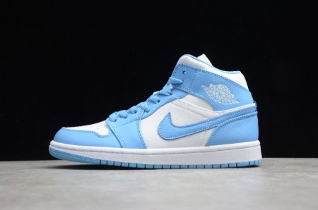 Men's | Air Jordan 1 Mid White University Blue White Basketball Shoes