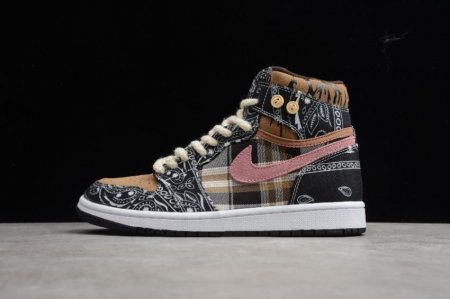 Women's | Air Jordan 1 High Zoom R2T Black Brown Pink Basketball Shoes