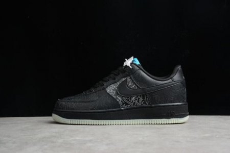 Women's | Nike Air Force 1 07 DH5354-001 Black Lt Blue Fury Running Shoes