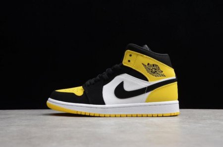 Women's | Air Jordan 1 Mid SE Black Tour Yellow White Basketball Shoes