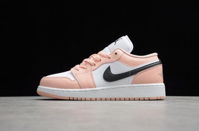 Women's | Air Jordan 1 Low GS Light Arctic Pink White-Black Basketball Shoes