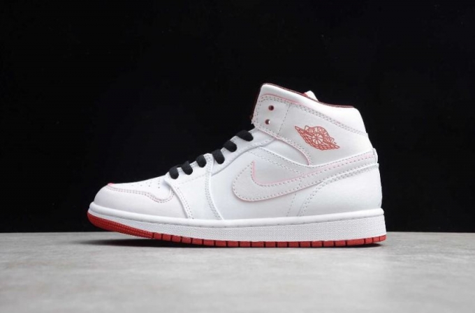 Men's | Air Jordan 1 Mid White Gym Red Black Basketball Shoes