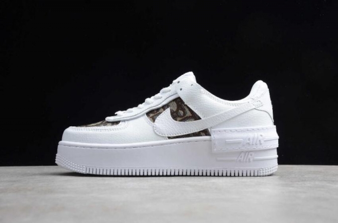 Women's | Nike Air Force 1 Shadow White Khaki CK3172-004 Running Shoes