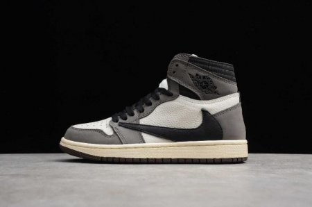 Men's | Air Jordan 1 High OG TS SP Travis Scott Sail Black Grey Basketball Shoes