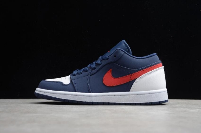 Women's | Air Jordan 1 Low USA Blue Gym Red White Basketball Shoes