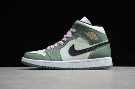 Women's | Air Jordan 1 Mid SE Dutch Green Black Barely Green Shoes Basketball Shoes