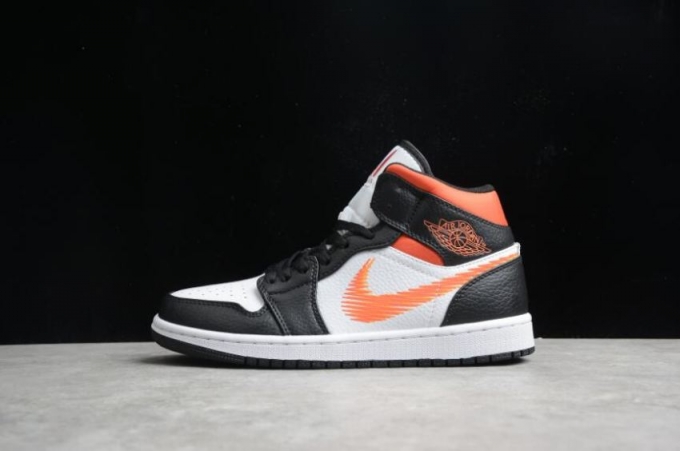 Men's | Air Jordan 1 Mid White Total Orange Basketball Shoes