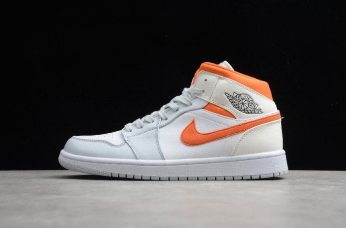 Men's | Air Jordan 1 Mid SE White Starfish Pure Platinum Basketball Shoes