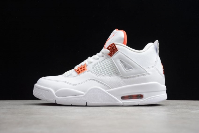 Men's | Air Jordan 4 Retro White Team Orange Basketball Shoes