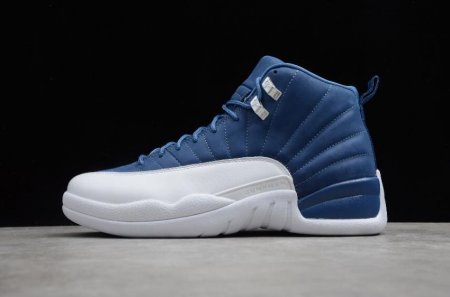 Men's | Air Jordan 12 Retro Indigo Stone Blue Legend Blue 130690-404 Basketball Shoes