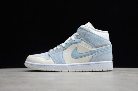 Men's | Air Jordan 1 Mid Summit White Celestine Blue Basketball Shoes