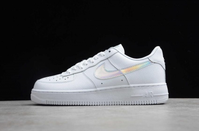 Men's | Nike Air Force 1 07 ESS Iridescent Swoosh White CJ1646-100 Running Shoes