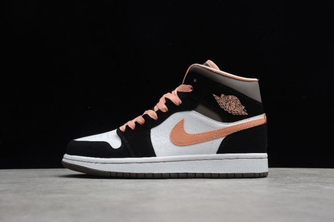 Men's | Air Jordan 1 Mid SE White Apricot Agate Black Shoes Basketball Shoes