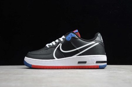 Men's | Nike Air Force 1 React Black White Gym Red Blue CT1020-001 Running Shoes