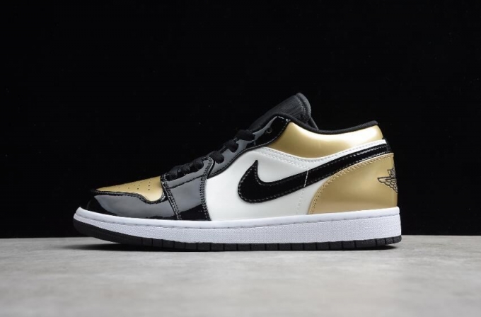 Men's | Air Jordan 1 Low Gold Toe Black White Basketball Shoes