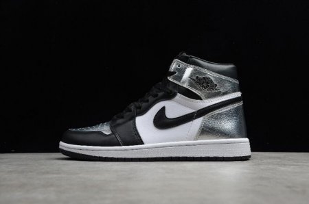 Women's | Air Jordan 1 High OG WMNS Silver Toe Black Metallic Silver-White-Black Basketball Shoes